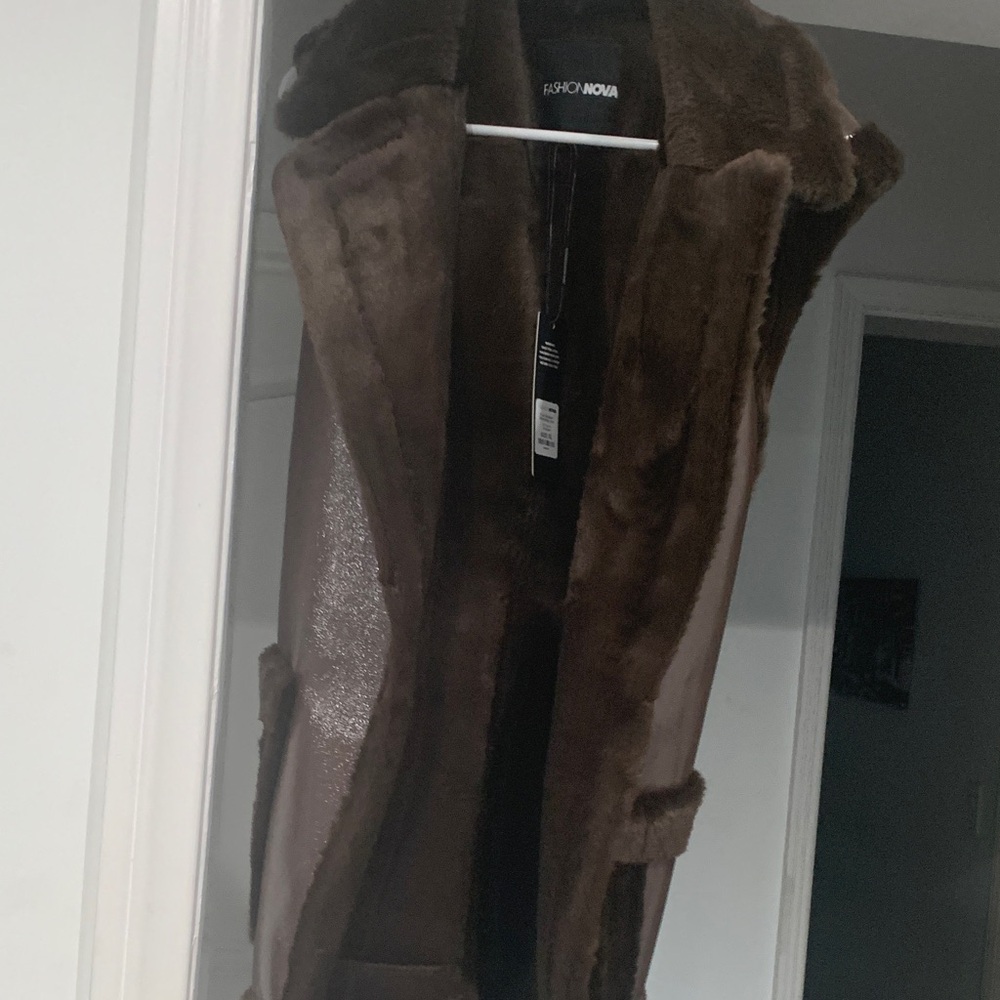 Fashion Nova Brown Faux Fur Teddy Coat